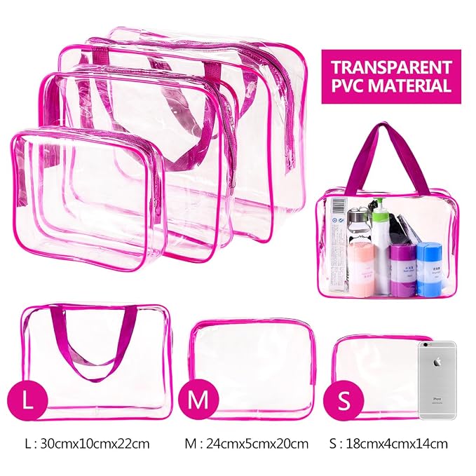 3Pcs Crystal Clear PVC Travel Toiletry Bag Kit - Image 5