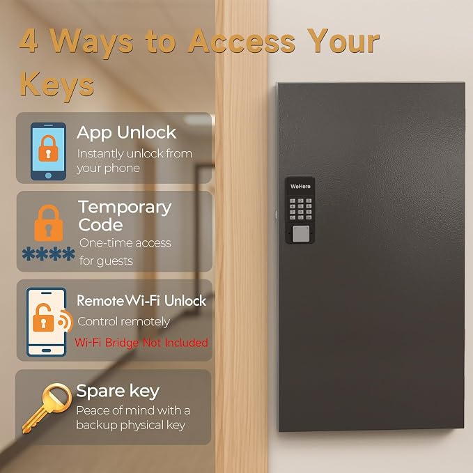 120 Key Lock Box, Metal Key Cabinet Organizer Wall Mount use OTP Technology - Image 3