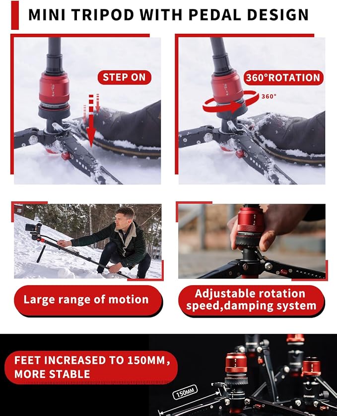 IFOOTAGE Cobra 3 Monopod with Pedal C180F-P with Fulid Head K5S, Carbon Fiber - Image 2