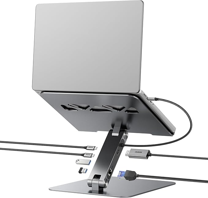 BENFEI Laptop Stand with USB C 6in1 Docking Station, HDMI 4K@60Hz, Gigabit by BENFEI