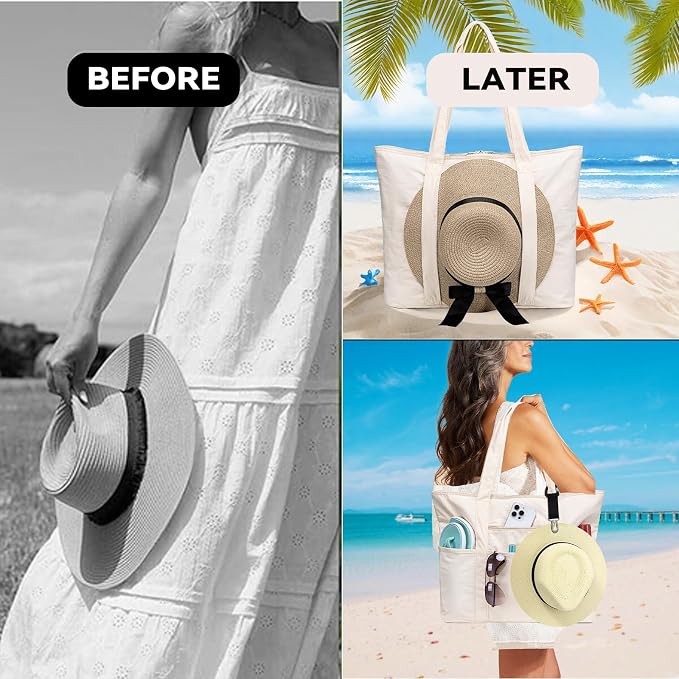 LEDAOU Beach Bags for Women, Beach Bags Waterproof Sandproof, Packable Beach - Image 3