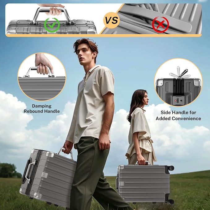 Krute Carry On Luggage 20 inch Aluminum Frame Suitcase - Image 7