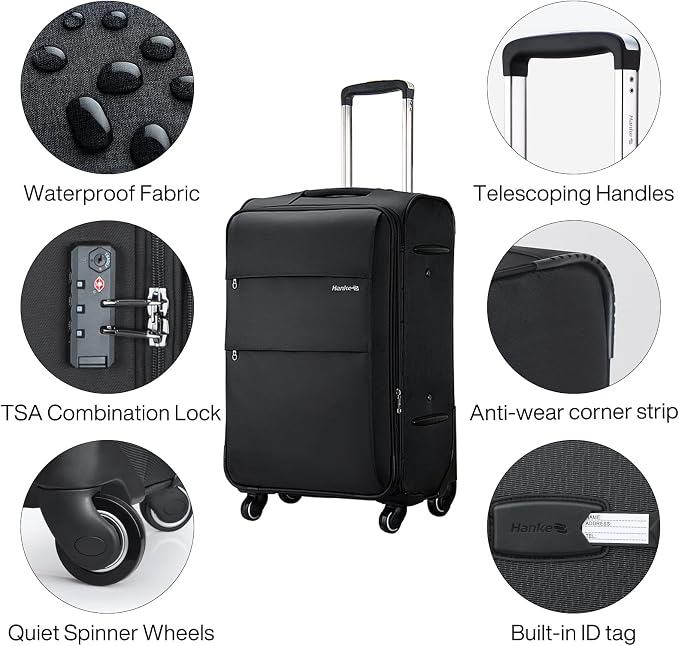 Hanke 20 Inch Expandable Carry On Luggage 22x14x9 Airline Approved Softside - Image 4