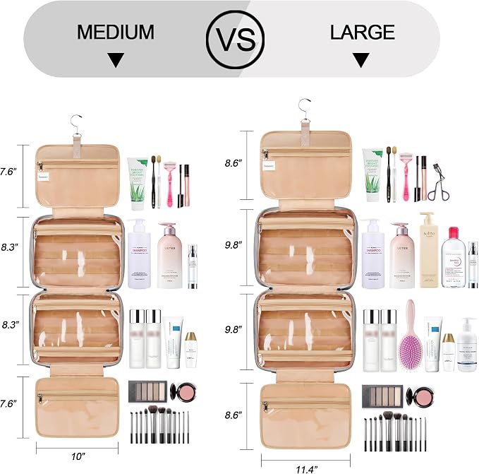 Travel Hanging Toiletry Bag for Women, Holds Full-Size Shampoo, - Image 2