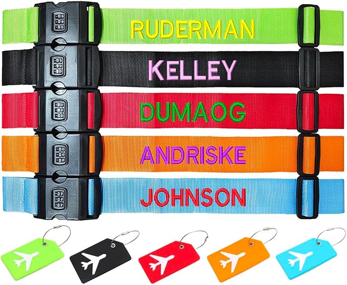 5PC Custom Embroidery Luggage Strap by YPPEPCE