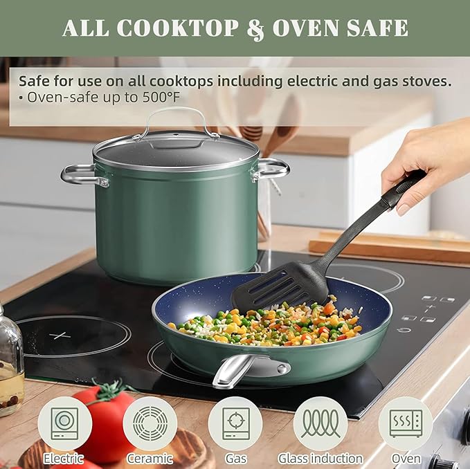 Nuwave 9pc Cookware Set Healthy Duralon Blue Ceramic Nonstick Coated, Diamond - Image 5