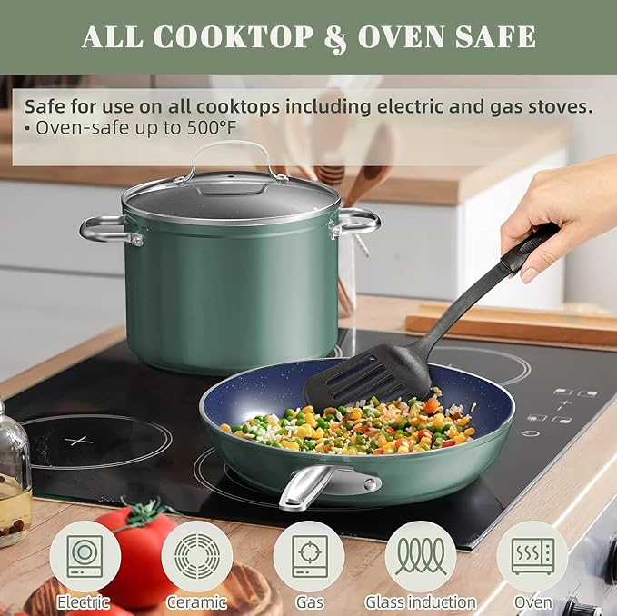 Nuwave 7pc Cookware Set Healthy Duralon Blue Ceramic Nonstick Coated, Diamond - Image 4