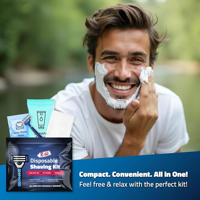Shaving Kit with Razor, Shaving Cream, Washcloth & Aftershave Wipe – Men’s - Image 4