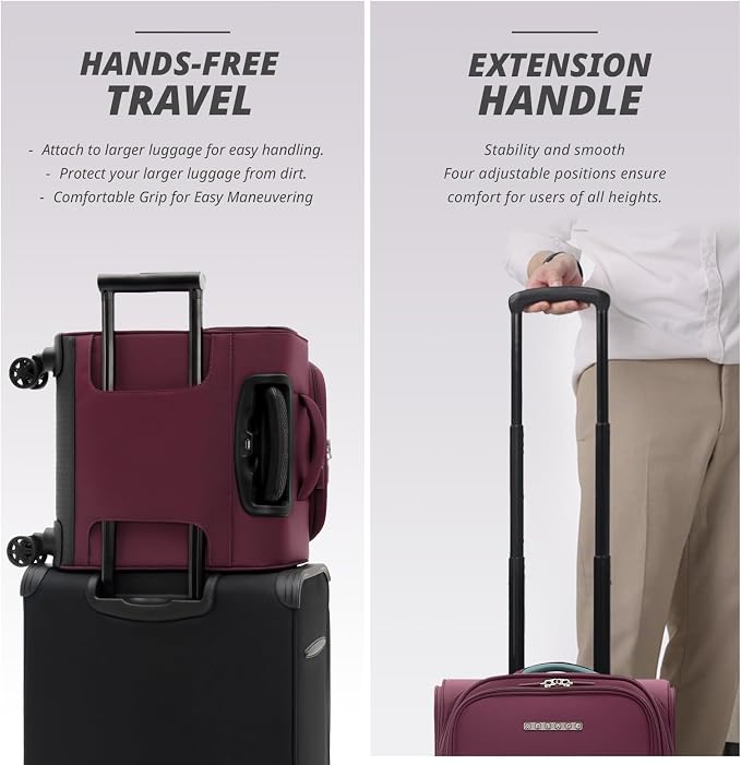 Verage Under Seat Luggage with Wheels, Softside Small Suitcase Spinner Carry On - Image 6