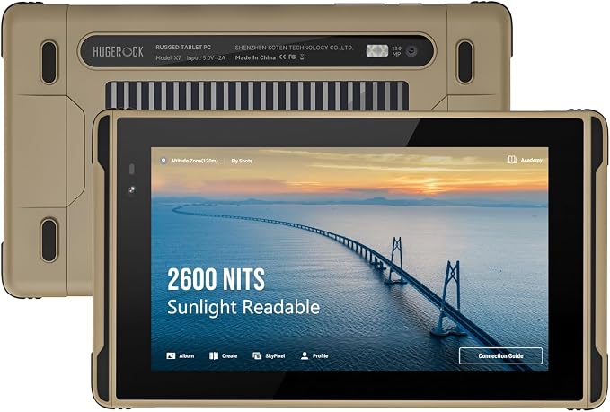 X7 Rugged Tablet 7 inch, 2600nit Sunlight Readable, 8+128GB Android 13 by HUGEROCK