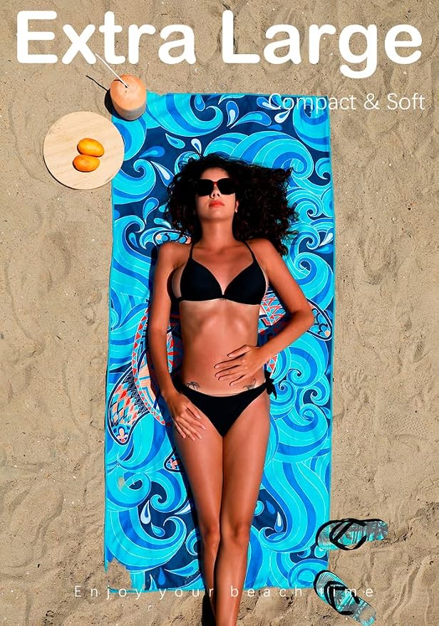 6 Pack Microfiber Lightweight Beach Towel Sand Free Quick Dry Absorbent Thin - Image 3