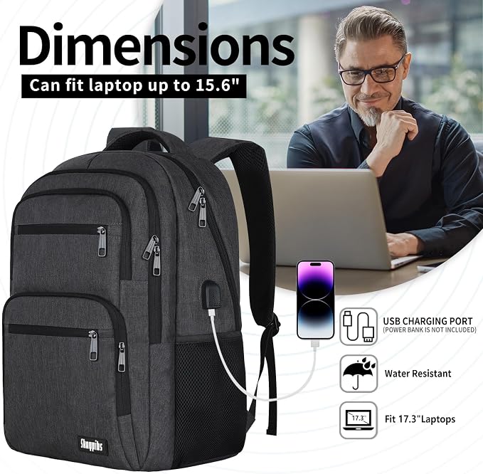 Backpck for Men Women, School Backpack for Boys Girls Teen, 15.6 inch Laptop - Image 3