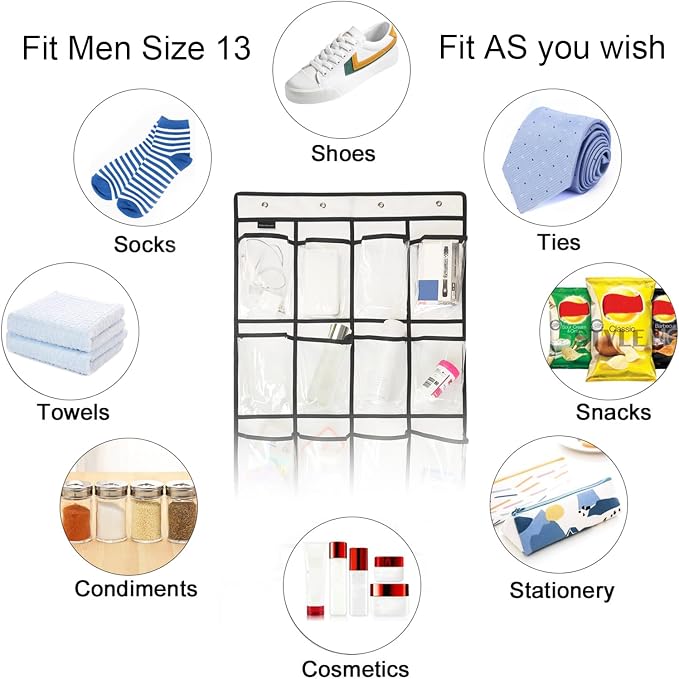Extra Large Hanging Crystal Clear Over Door Shoe Organizers, Closet Shoe - Image 5