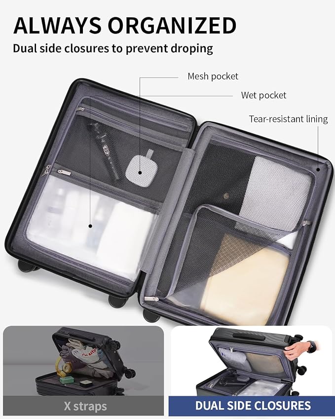 ECOHUB Hardside Expandable Carry On Luggage Sets, Recycled PC 20/24" Rolling - Image 6