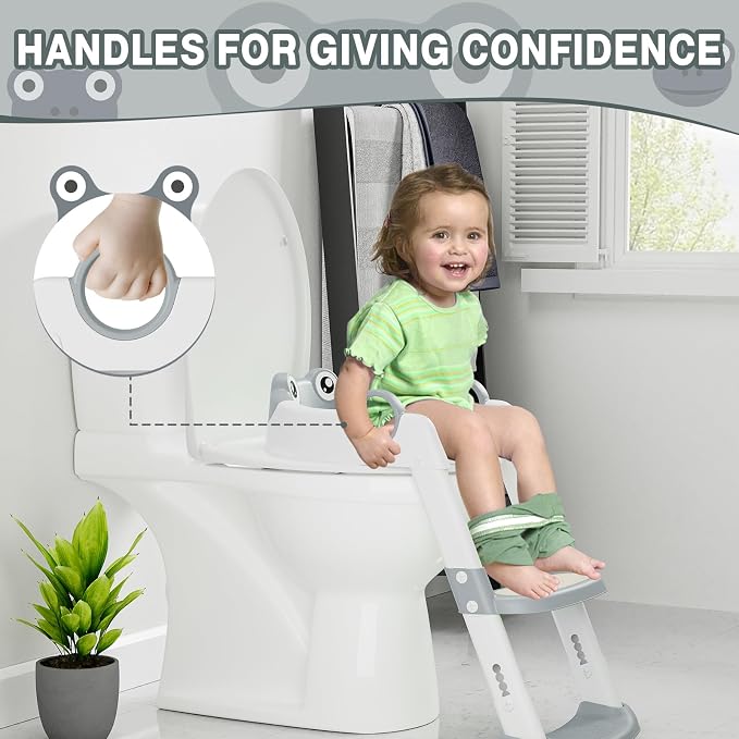 Potty Training Seat with Step Stool Ladder, Toddler Toilet Seat with PU Cushion - Image 6