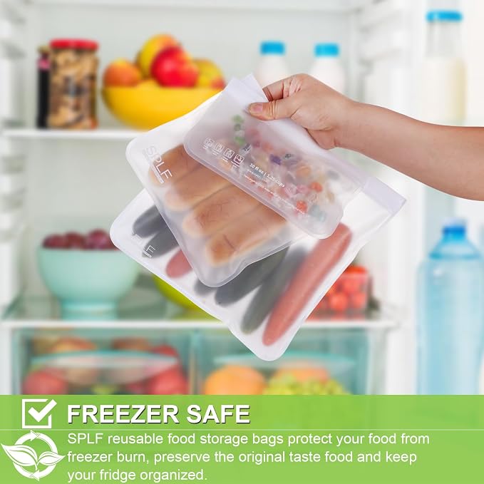 SPLF 10 Pack Reusable Sandwich Bags, Reusable Quart Bags Extra Thick Leak-proof - Image 6