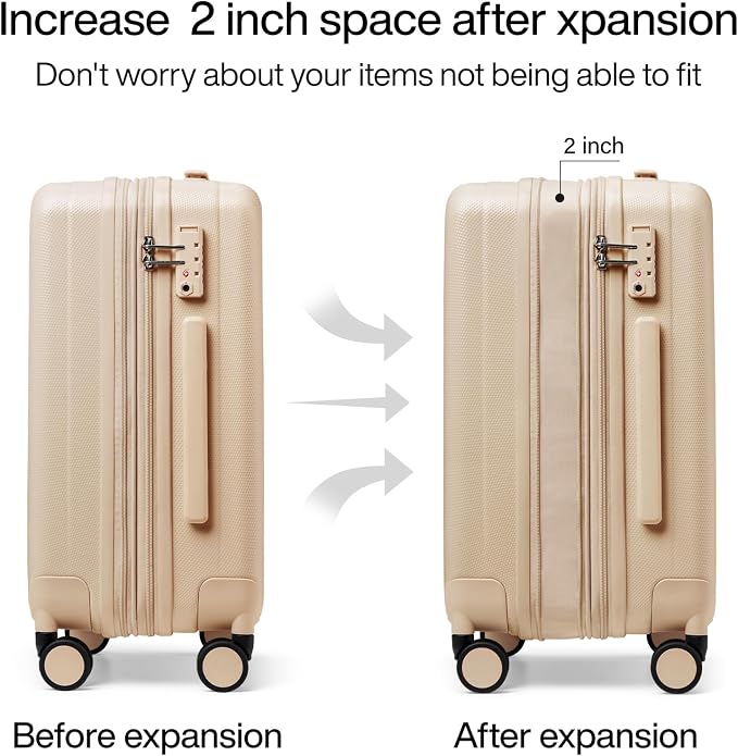 Hanke Expandable Hardshell Luggage Sets 3 piece Carry on Luggage - Image 3
