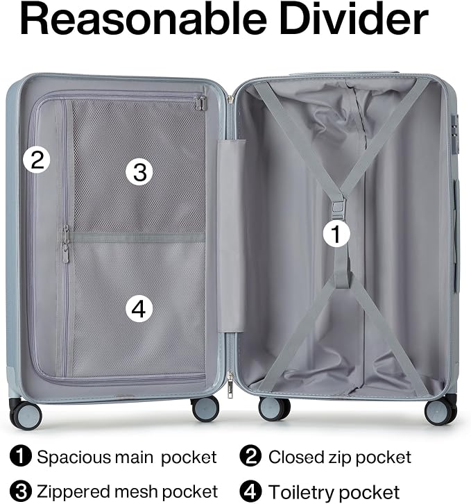 Hanke Suitcase, 2-Piece Set Lightweight Hardshell PC Luggage - Image 5