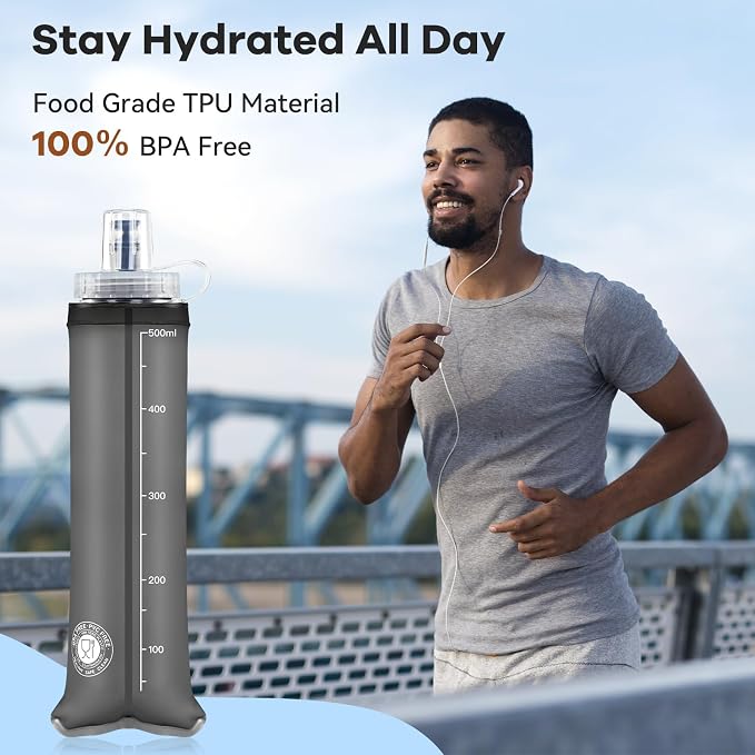 500ml Soft Flask 2Pack, TPU Collapsible Soft Water Bottle, 17oz Foldable TPU - Image 6