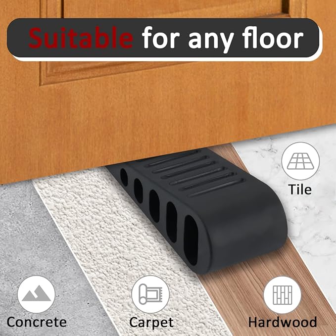 JQK Rubber Door Stopper Wedge, Wooden Floor, DSB61-BK-P4 - Image 4