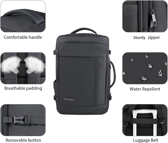 Carry On Backpack, 50L Travel Backpack, Luggage Backpack TSA Flight Approved - Image 5