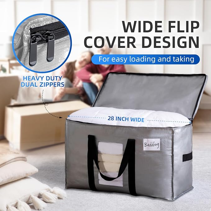 TAILI Extra Large Moving Bags, 6 Pack Silver Heavy Duty Totes - Image 4