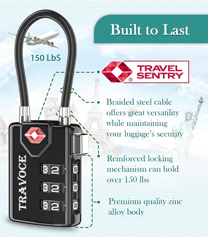 TSA Approved Luggage Locks, Travel Locks Which Also Work Great as Gym Locks - Image 5
