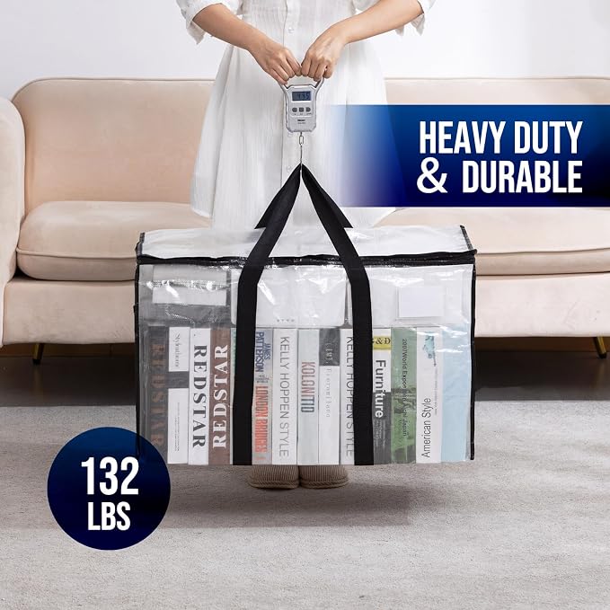 TAILI Extra Large Moving Bags, 2 Pack Clear Heavy Duty Totes - Image 5