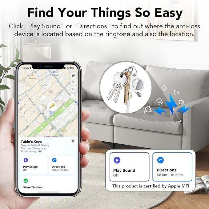 2025 New Air Tracker Tags-2 Pack, Replaceable Battery, Key Finder and Item - Image 4