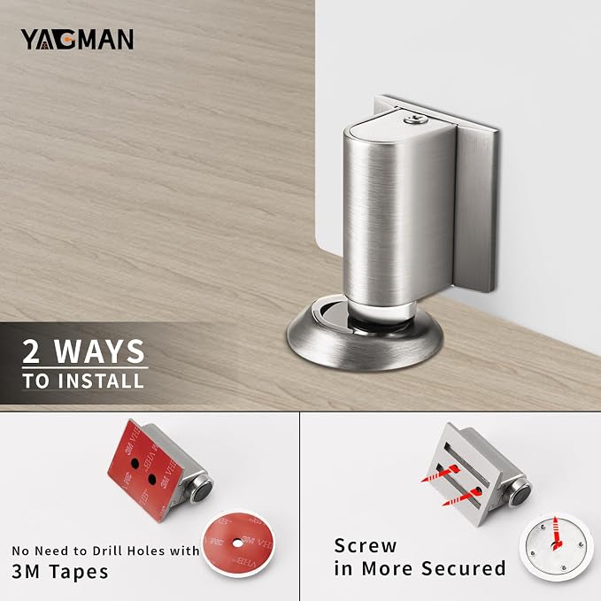 3 Pack Magnetic Door Stoppers Retractable Bottom of Door Holder No Drilling - Image 5