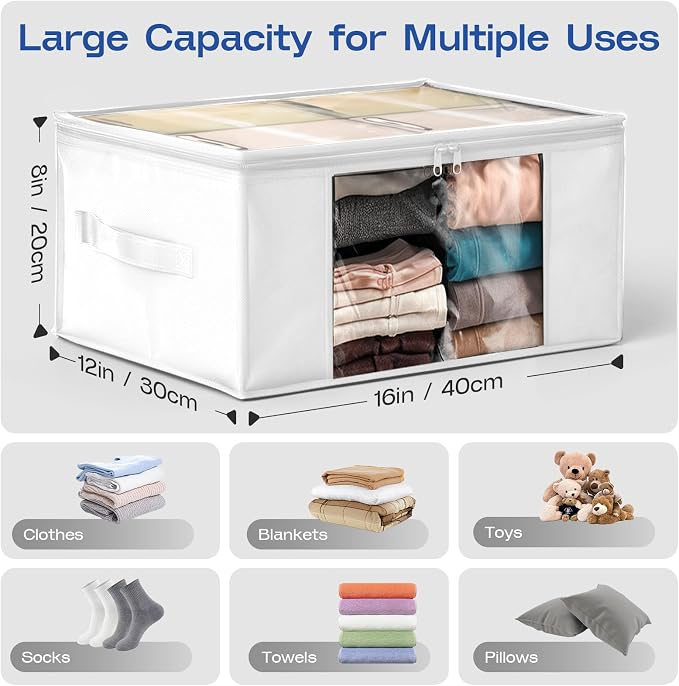Clothes Storage Bags, Foldable Thick Fabric Blanket Storage Bags, Large Clear - Image 4