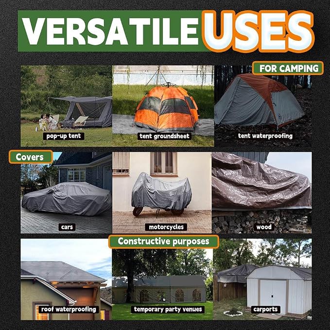 RAINDEWAY Tarps Heavy Duty Waterproof 12x25 Feet, 10Mil Multipurpose Poly Tarp - Image 7