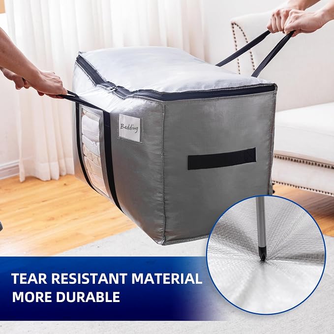 TAILI Extra Large Moving Bags, 6 Pack Silver Heavy Duty Totes - Image 9