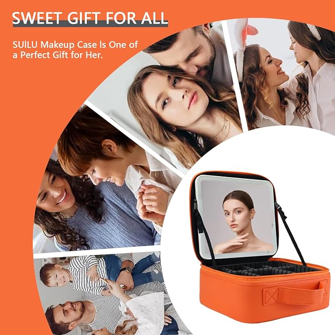 Makeup Bag with Led Mirror, Travel Makeup Organizer with 3 Color Setting & 10X - Image 3