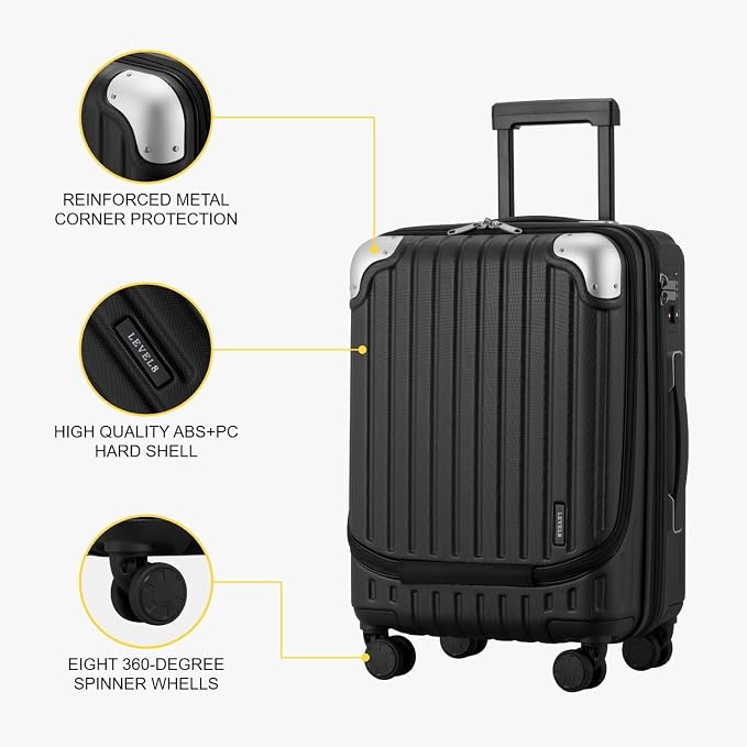 LEVEL8 Grace Carry on Luggage, 20 Inch Hard Shell Suitcases - Image 5