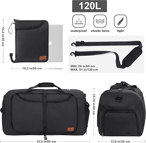 120L Duffle Bag for Travel, Large Foldable Waterproof Travel Duffel Bags - Image 2