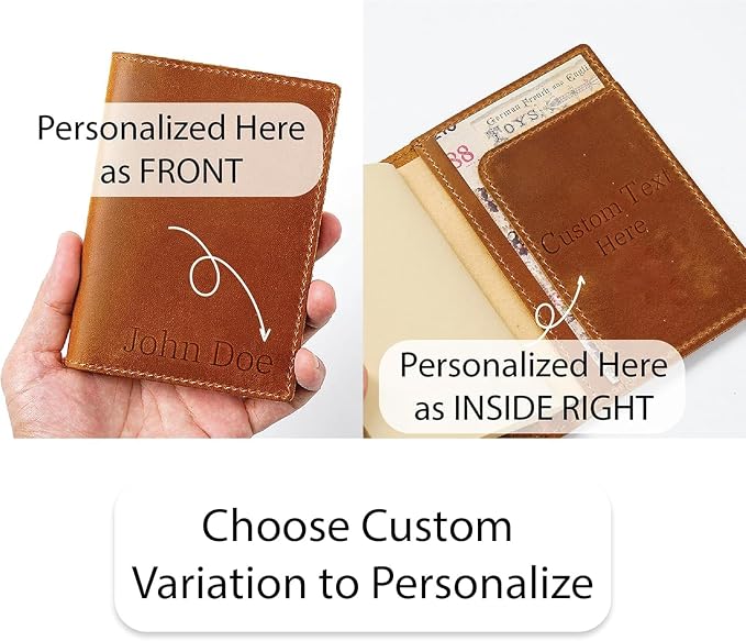 HIFA Personalized Leather Passport Holder, Handmade Passport Cover - Image 4
