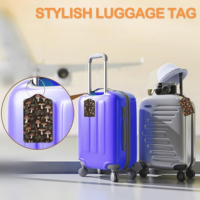 Psychedelic Mushrooms, Butterflies, Insectsts 3 Pack PU Leahter Luggage Tag - Image 5