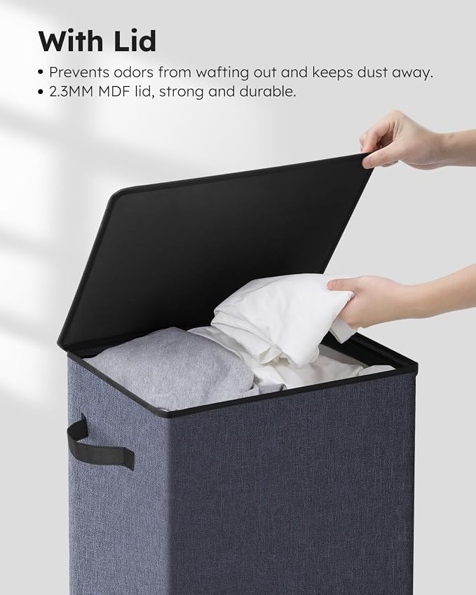 SOLEDI Laundry Hamper with Lid 90L Large & Tall Collapsible Laundry Basket - Image 5