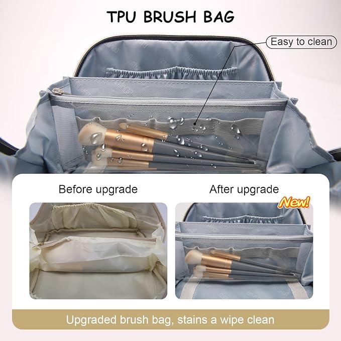 Travel Makeup Bags for Women Cosmetic Bag: Puffy Make up Bags Set of 3 - Image 5
