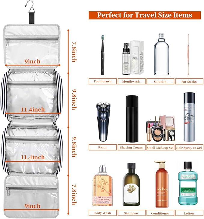 Hanging Travel Toiletry Bag, Large Capacity Cosmetic Travel Toiletry Organizer - Image 3