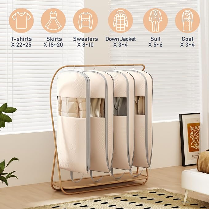 DIMJ 4 Pack 54" Garment Bags for Hanging Clothes - Image 4