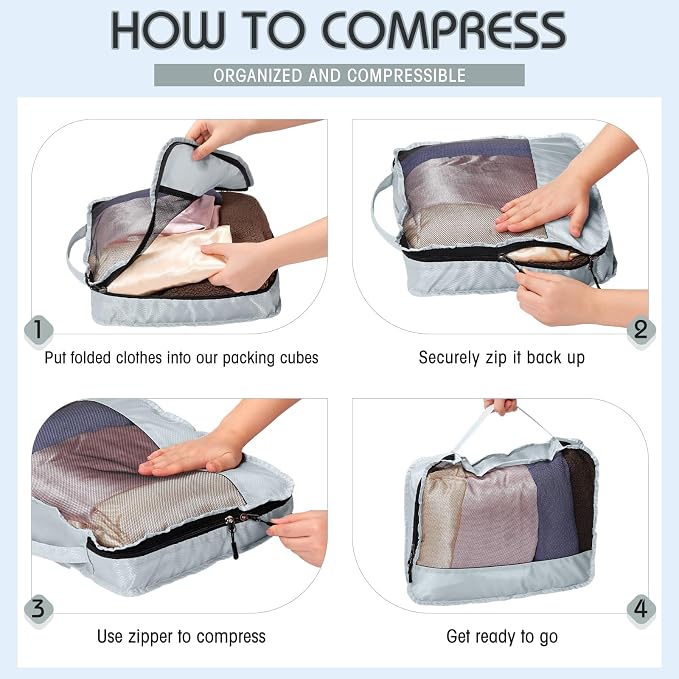 5 Pcs Packing Cubes for Suitcase Large Travel Cubes Carry on Luggage Organizer - Image 4