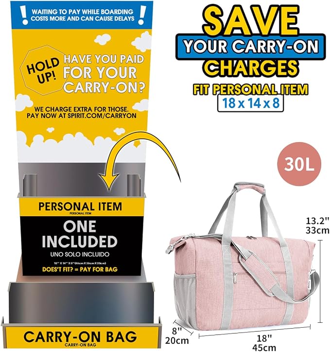 Narwey 18x14x8 Inches Travel Bag Spirit Airlines Frontier Personal Item Bag - Image 2