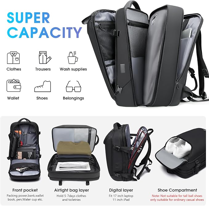Vacuum Travel Backpack with Pump, 50L Expandable Compression Backpack With - Image 4