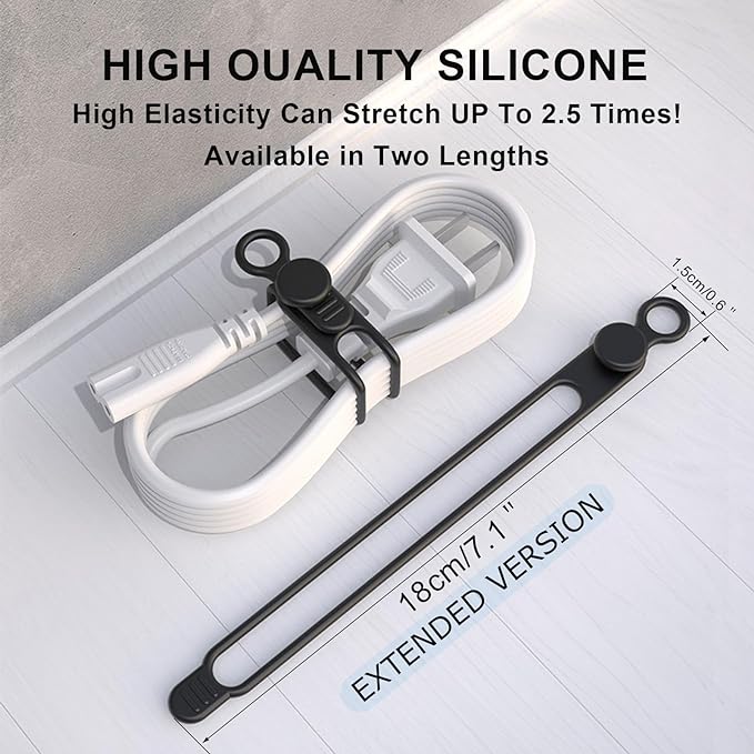 Silicone Cable Straps, Reusable Cable Ties，Travel Cord Organizer，Wire Organizer - Image 2