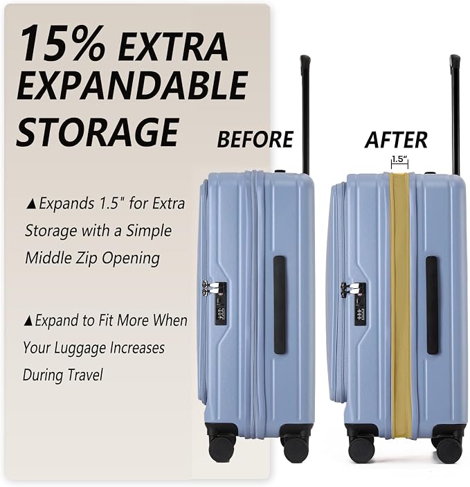 26 Inch Top Opening Checked Travel Luggage Expandable - Image 3