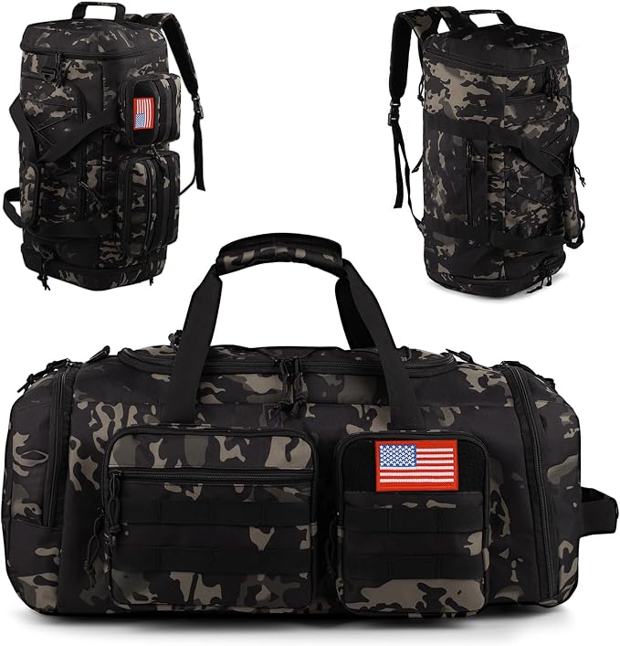 Tactical Gym Bag for Men，70L Large 3 in 1 Sports Duffle Bag by ATRIPACK