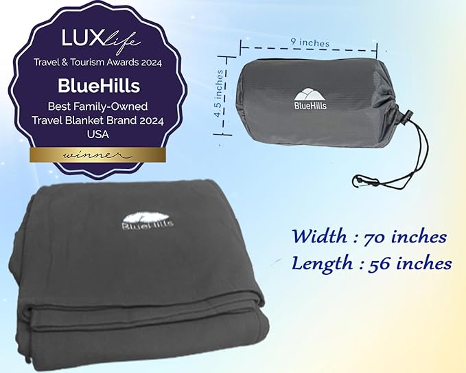 BlueHills Ultra Compact Travel Blanket Pillow in Portable Bag Case Soft 70 X 56 - Image 3