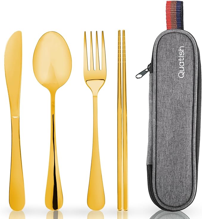 Travel Utensils with Case, Quatish Portable Silverware Set by Quatish
